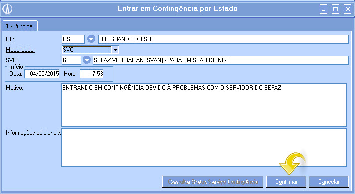 Confirmando entrada em contingência por Estado