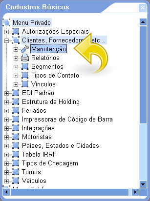 Menu Cadastros Básicos