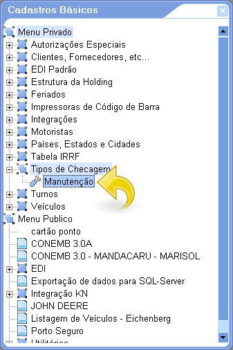 Menu Cadastros Básicos
