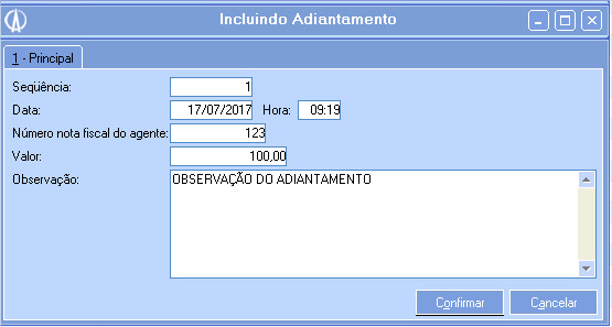 Incluindo adiantamento